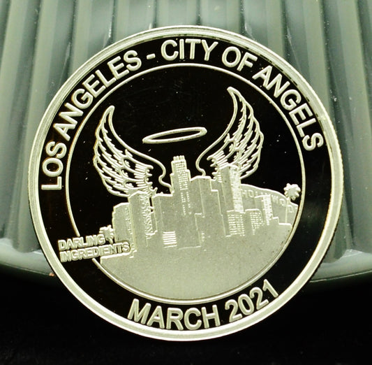 Darling Ingredients Los Angeles Sunshine Mint Art Round -1 Troy Oz .999 Silver