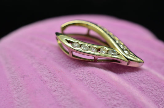 12K White Gold Wishbone Pendant Charm with Diamonds 0.22 tcw