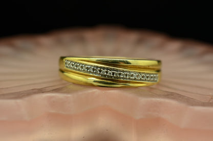10K Yellow Gold 18 Stone Diamond Anniversary Ring Band 0.18 Carats Size 10.25