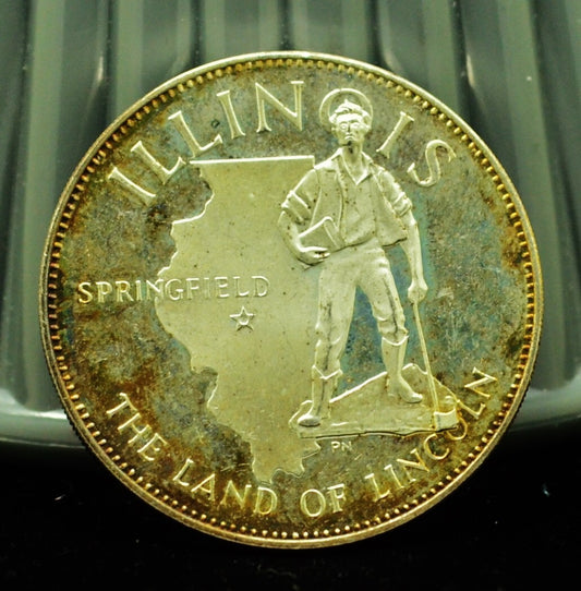 925 Silver Franklin Mint Art Round State of Illinois