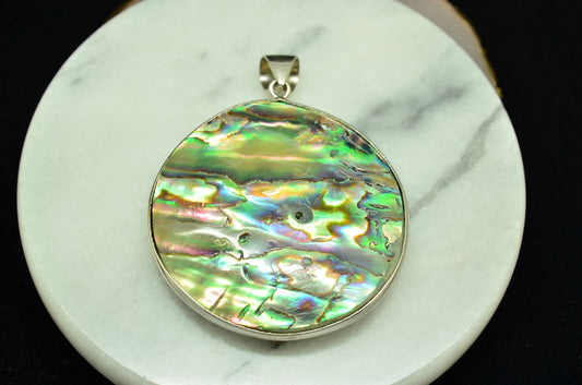925 Sterling Silver Double-sided Paua shell pendant charm