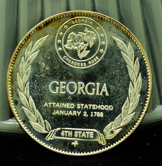 925 Silver Franklin Mint Art Round State of Georgia
