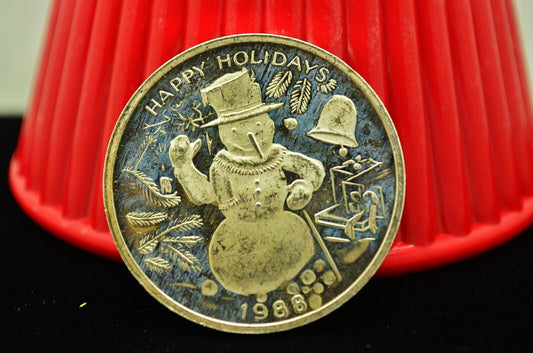 1988 Snowman Happy Holidays For Someone Special 1 oz Art Round .999 Silver