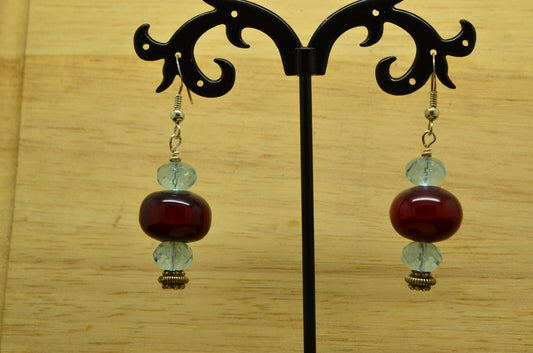 925 Sterling Silver dangling colorful beaded design fishhook earrings