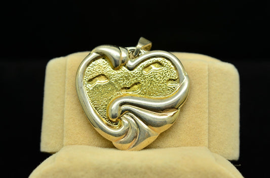 925 Sterling silver Gorham heart-shaped "Footprints" pendant charm