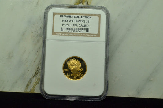 1988-W Olympics Commemorative $5 Gold NGC PF69 Ultra Cameo