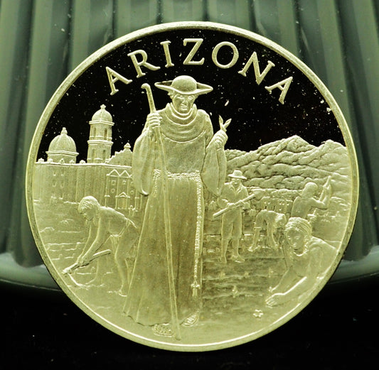 925 Silver Franklin Mint Art Round State of Arizona