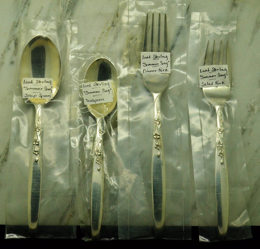 925 Sterling Silver Lunt Summer Song 4 Piece Set Spoons & Forks