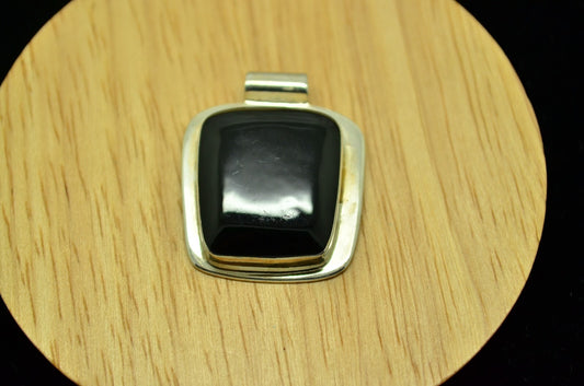 925 Sterling Silver black onyx solitaire pendant charm