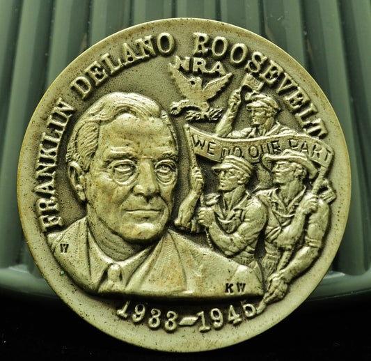 Franklin Delano Roosevelt Wittnauer Mint High Relief Art Round 92.5% Silver