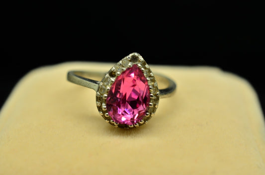 925 Sterling Silver Pear-shaped Cubic Zirconia Ring  Sz 6.75