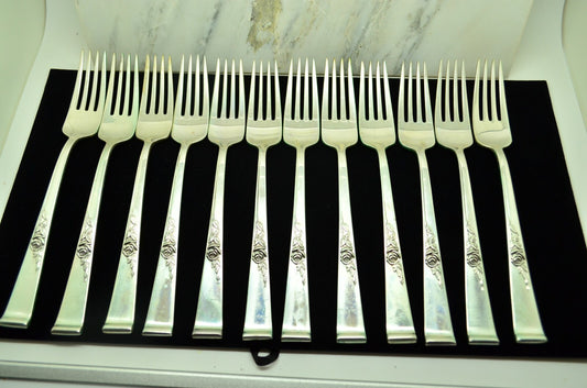Lot of twelve 925 Sterling Silver dinner forks -Reed & Barton Classic Rose
