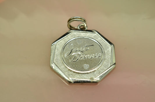 925 Sterling silver octagonal pendant charm