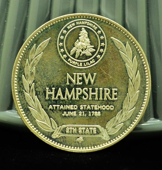 925 Silver Franklin Mint Art Round State of New Hampshire