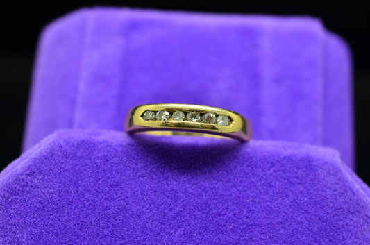 14K Yellow Gold 6 Stone Diamond Anniversary Ring Band 0.30 TCW Size 3.25