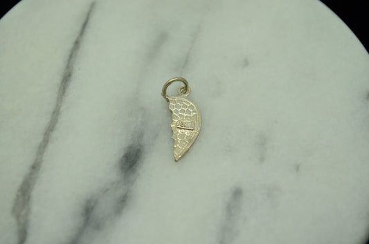 925 Sterling Silver half of a best friends heart pendant charm