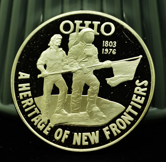 Ohio A Heritage Of New Frontiers Franklin Mint Art Round 92.5% Silver