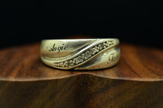 925 Sterling Silver Angie & Tammy Ring Band with Diamonds 0.03 tcw Size 4.5
