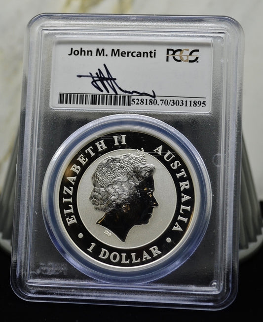 2014-P $1 Australia Wedge Tailed Eagle 1 Oz Silver PCGS MS70 Mercanti Signed