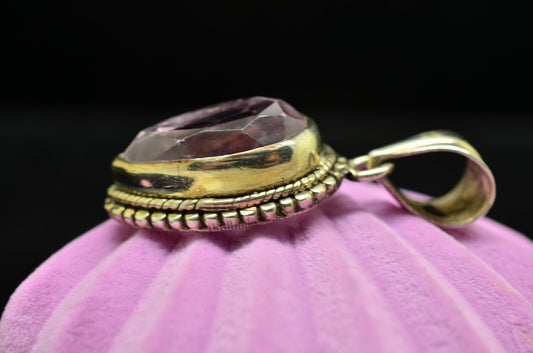 925 Sterling Silver Amethyst pear cut pendant charm