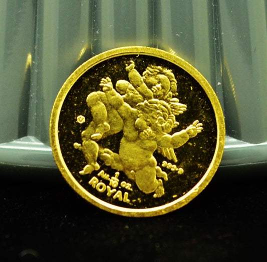 2000 Gibraltar 1/10th Royal Proof Colliding Cherubs .999 Gold 1/10th Oz AGW