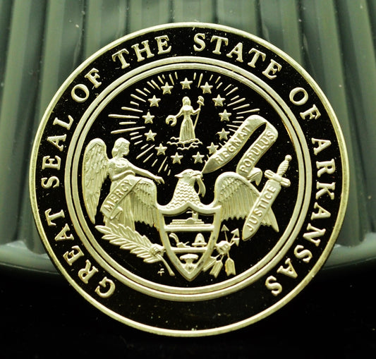925 Silver Franklin Mint Art Round State of Arkansas