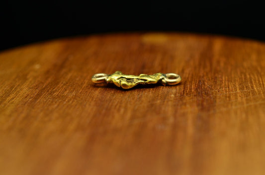 20K Yellow Gold natural gold nugget w/ jump rings 0.7 grams 15.5mm X 5mm X 2mm