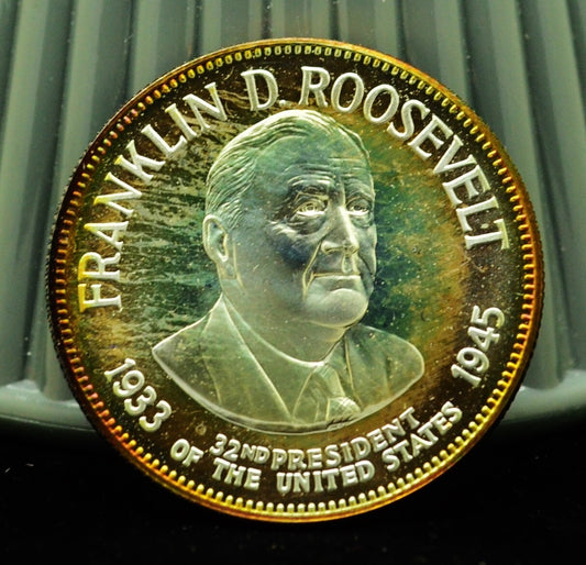 925 Silver Franklin Mint Art Round Presidential Treasury Franklin D Roosevelt