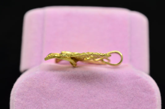 14K Yellow Gold Filigree Butterfly Pendant Charm