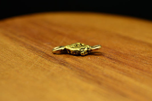 20K Yellow Gold natural gold nugget w/ jump rings 0.6 grams 14mm X 6mm X 2mm