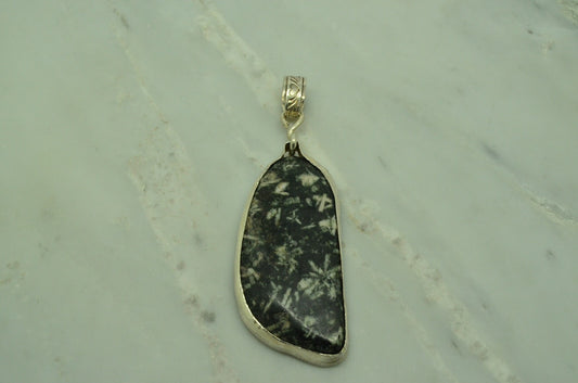 925 Sterling Silver agate solitaire pendant charm -very large
