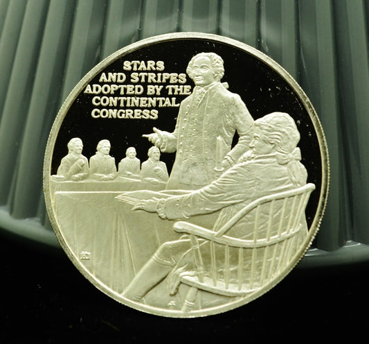 1975 William T Kerr Founder Of Flag Day Franklin Mint Art Round 92.5% Silver