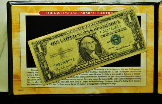 1957 $1 Silver Certificate & 1963 B Federal Reserve Note in First/Last Folder