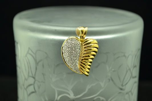 Gold Plated Fancy Heart pendant charm w/ Diamonds 0.25 tcw