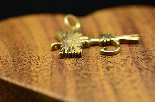 14K Yellow Gold Fly Fishing Lure Pendant Charm