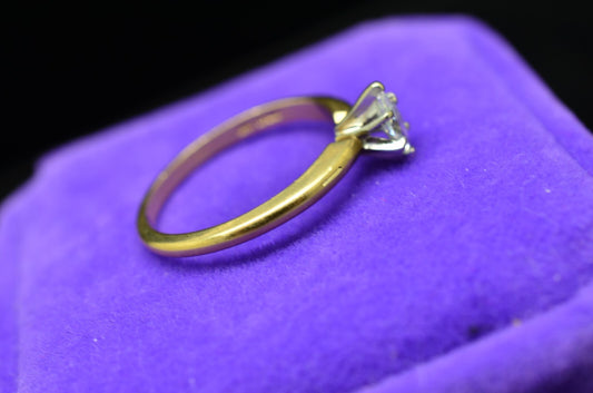 14K Yellow Gold Marquise Cut Diamond Solitaire Ring Band 0.18 Carats Size 5.5