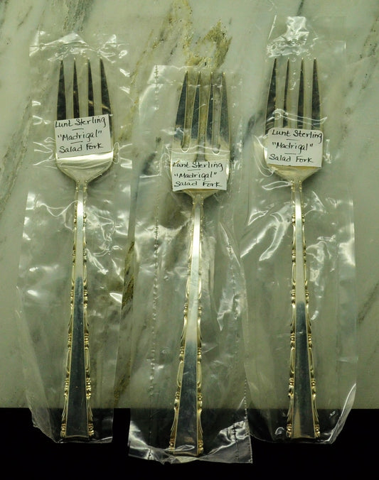 925 Sterling Silver Lunt Madrigal Set of 3 Salad Forks 6 7/8"