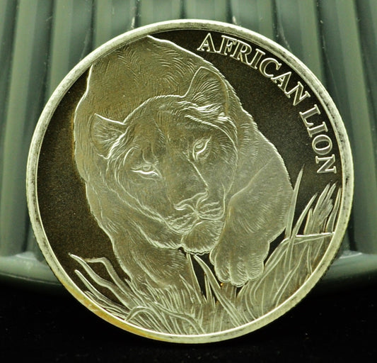 2017 Chad 5000 Francs African Lion -One Troy Oz .999 Silver