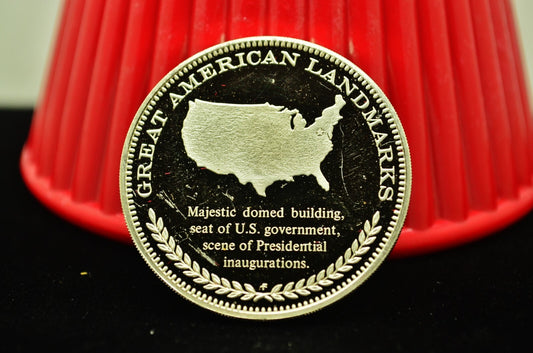1971 United States Capitol Franklin Mint Art Round 92.5% Silver