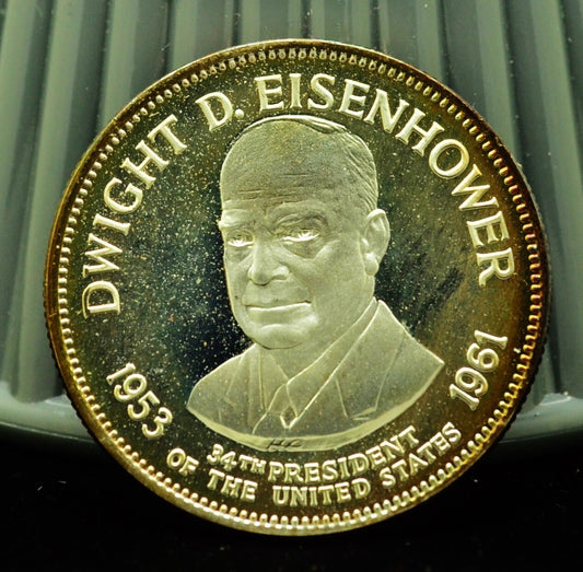 925 Silver Franklin Mint Art Round Presidential Treasury Dwight D Eisenhower
