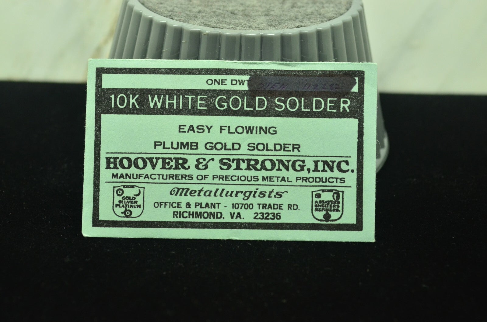 10k White Gold Solder Easy Flowing Plumb 1 DWT (1.55 grams) Hoover & Strong