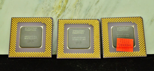 Lot of Three INTEL PENTIUM W/ MMX tech CPU Computer Chips 1992 1995
