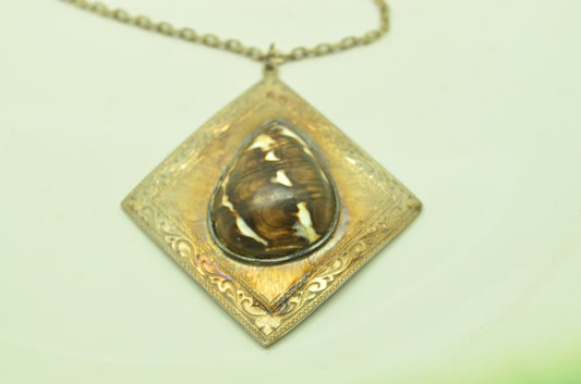 18" 925 Sterling Silver oval cable necklace with unique jasper pendant