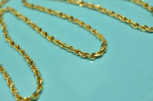 16" 14K Yellow gold spiral rope chain necklace 1.8mm 4.3 grams