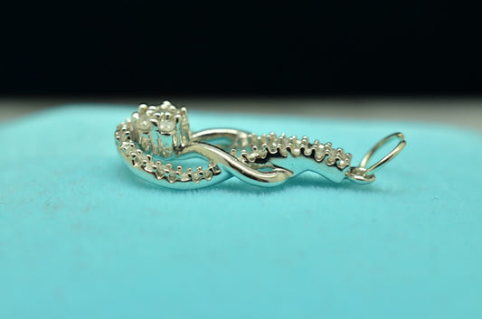 925 Sterling Silver Love Knot design pendant charm w/ Diamonds 0.22 tcw