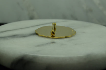 YELLOW GOLD FILLED OVAL SIGNET RMJ ENGRAVED PIN BROOCH