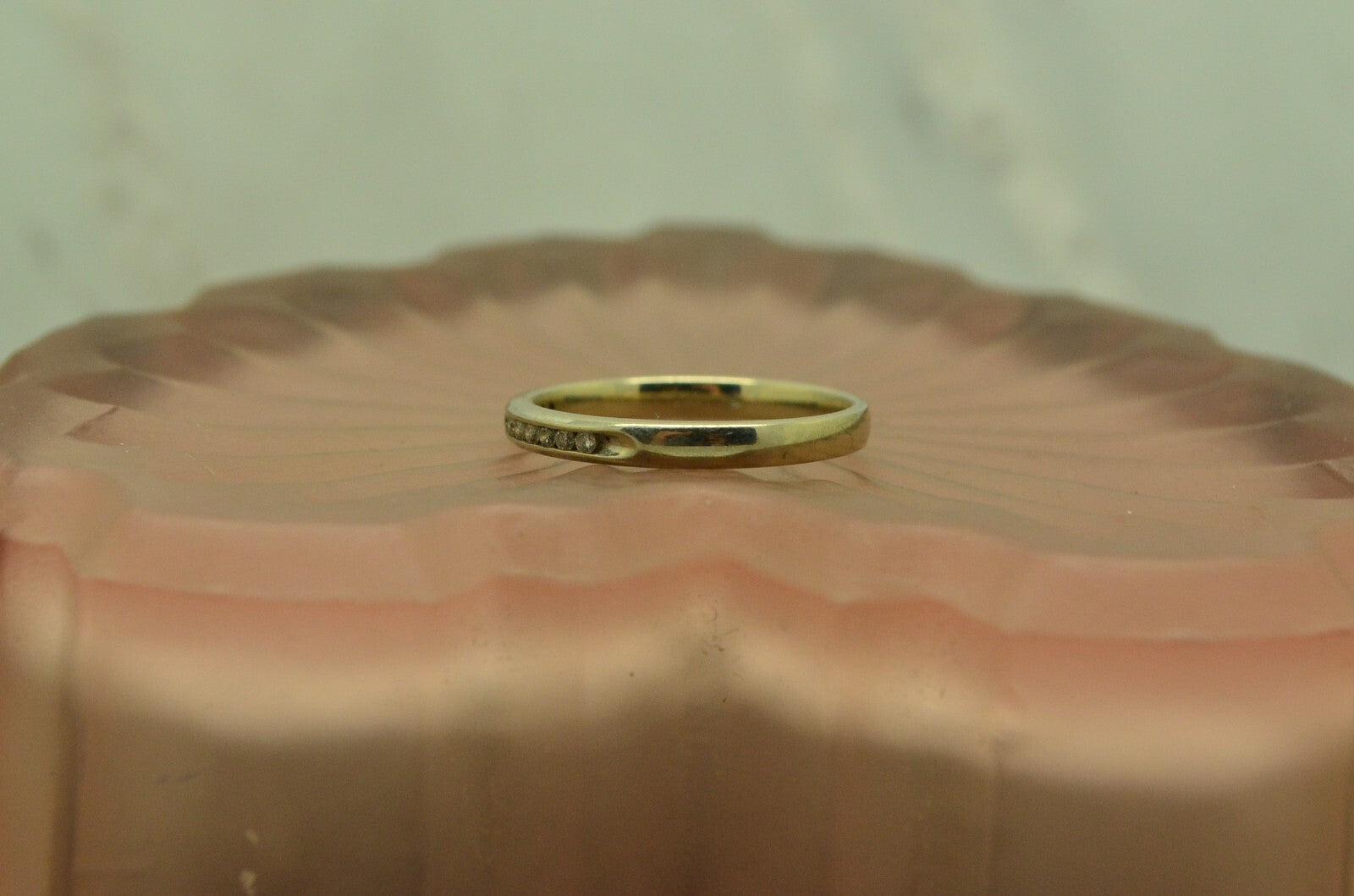 10K White Gold dark 11 stone diamond anniversary ring band 0.22 tcw size 6.5