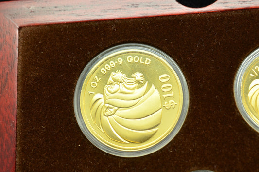 1990 Singapore 5 Coin Gold Lion Proof Set in Nice Display Box 1.90 AGW