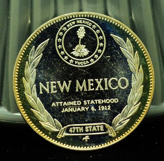 925 Silver Franklin Mint Art Round State of New Mexico