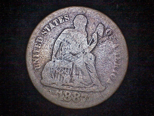 1887 Seated Liberty Silver Dime Good+